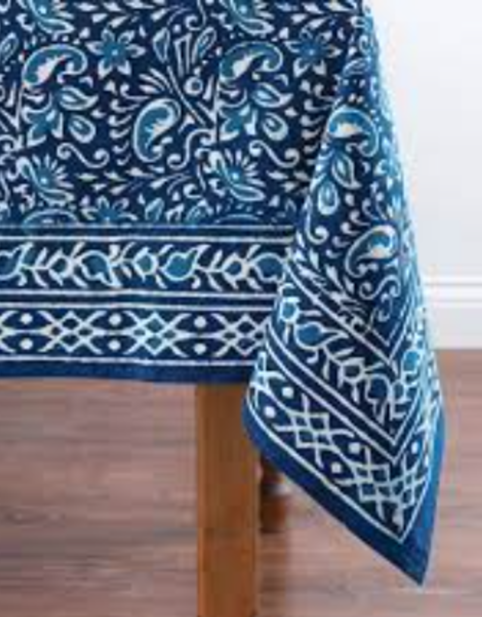 Serrv Floral Paisley Dabu Tablecloth 90"x60"
