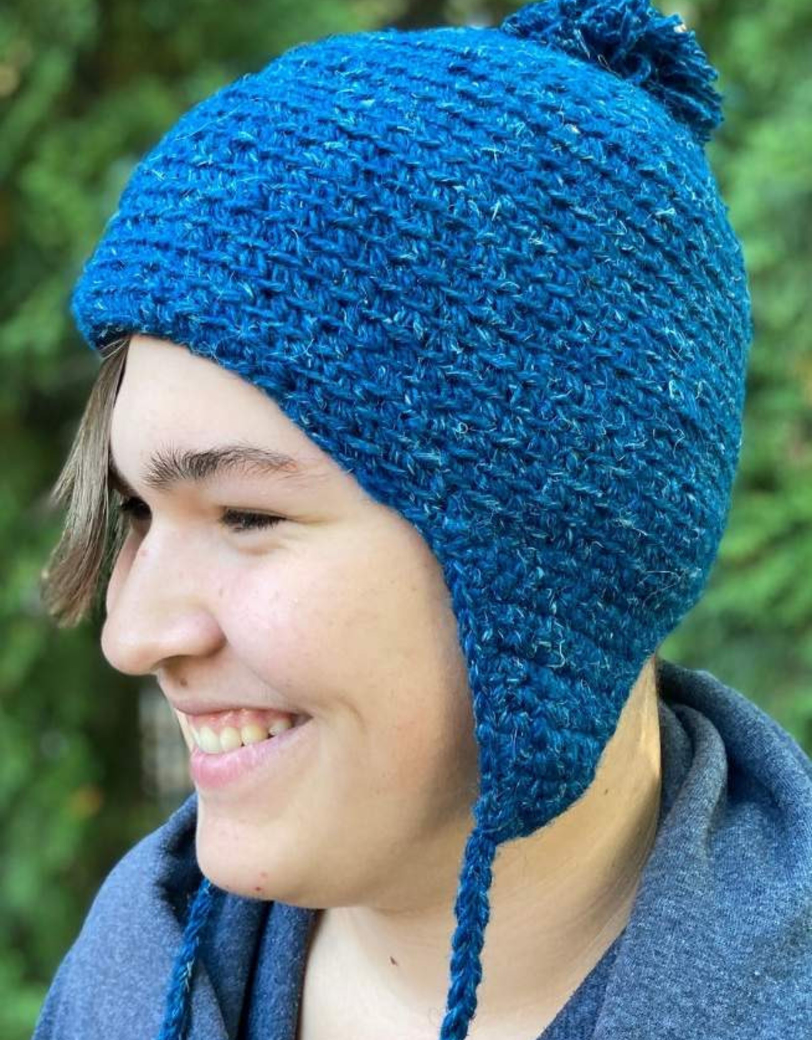 Ganesh Himal Knit Hemp and Wool Earflap Hat