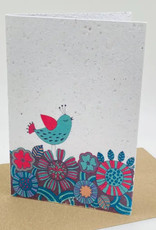 Koru Street Growing Paper Greeting Card - Blue Bird