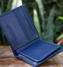 Twin Engine Ocean Blue Leather Bi-Fold Wallet