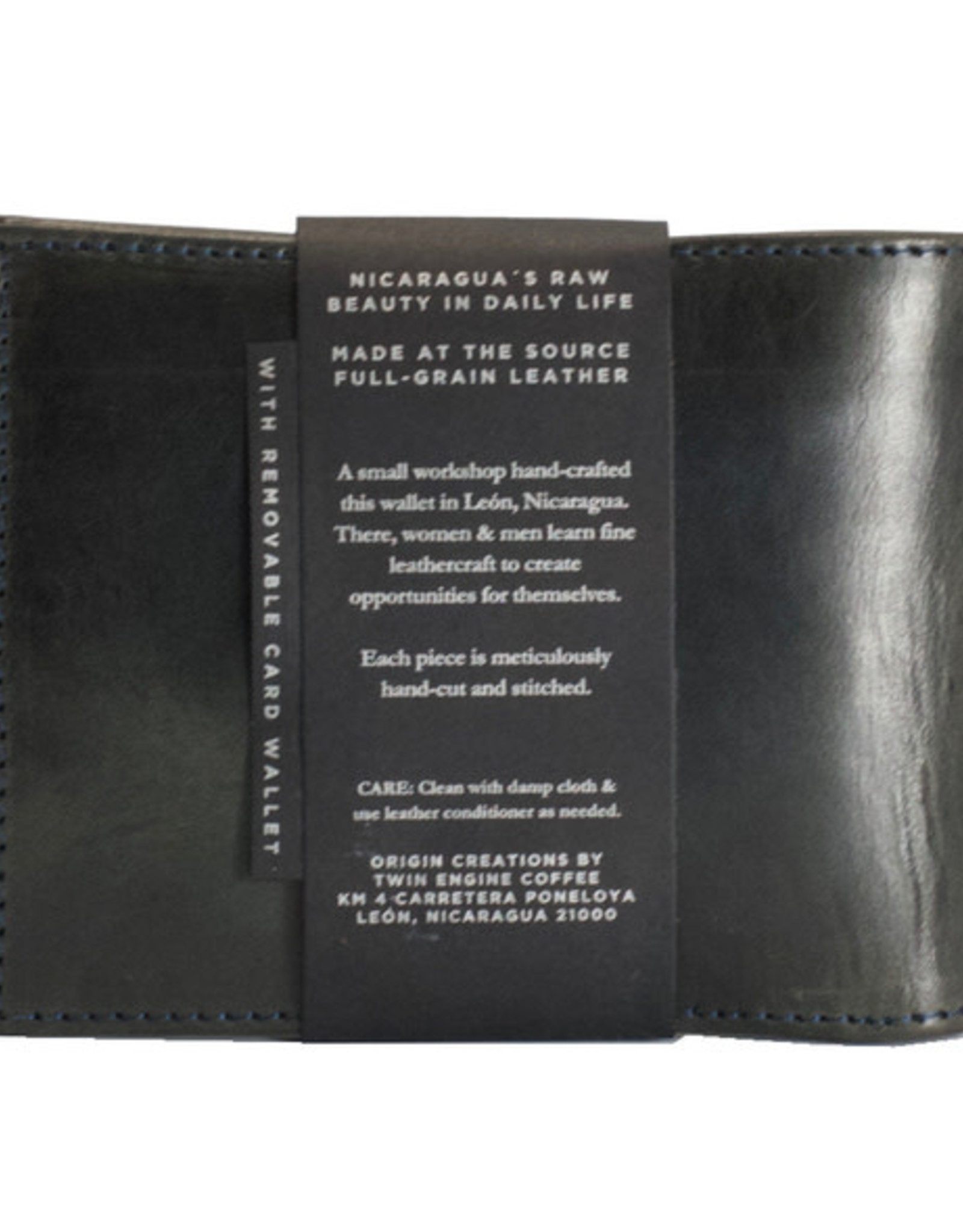 Twin Engine Black Leather Bi-Fold Wallet