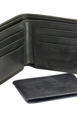 Twin Engine Black Leather Bi-Fold Wallet