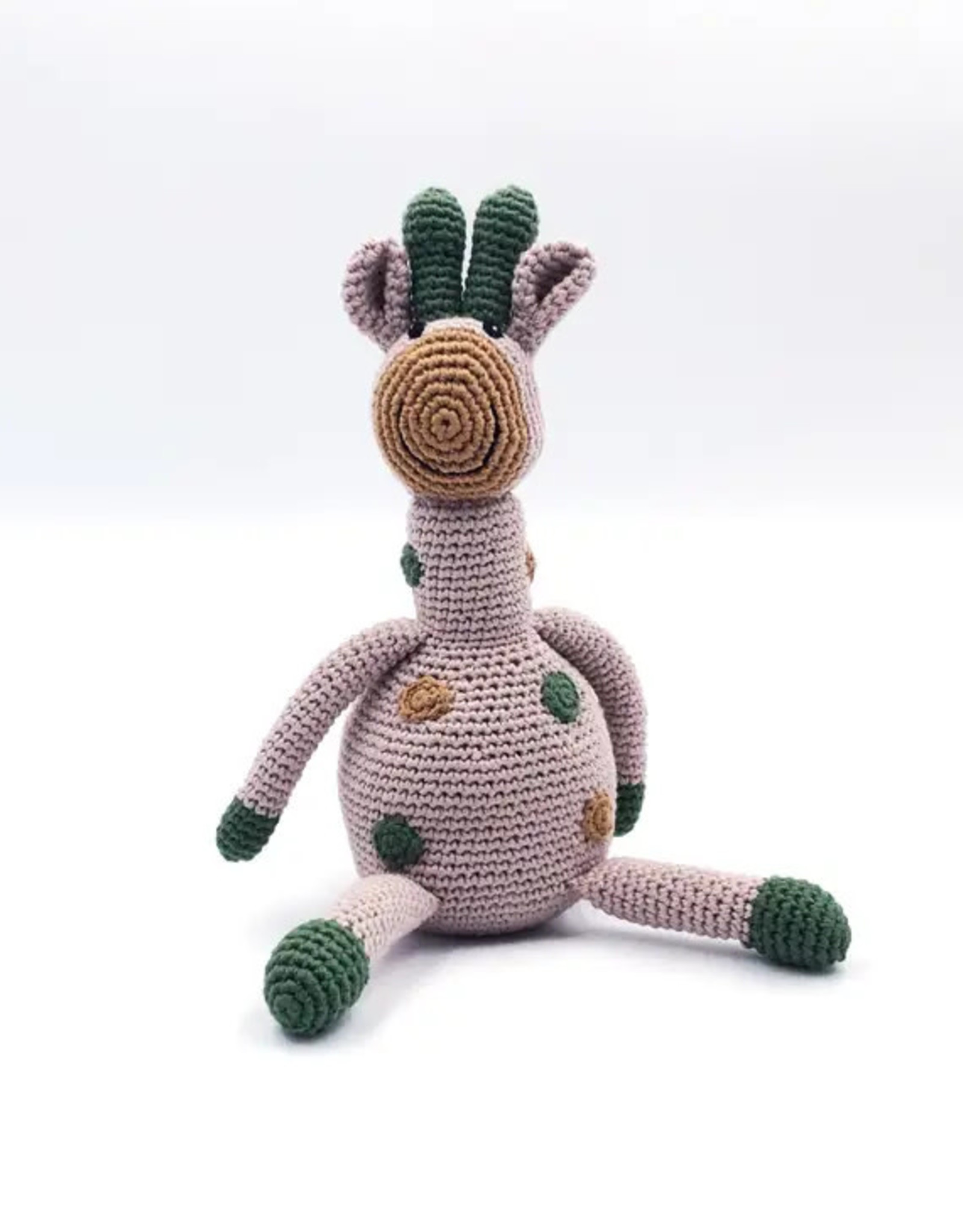 Pebble Taupe Organic Giraffe Rattle