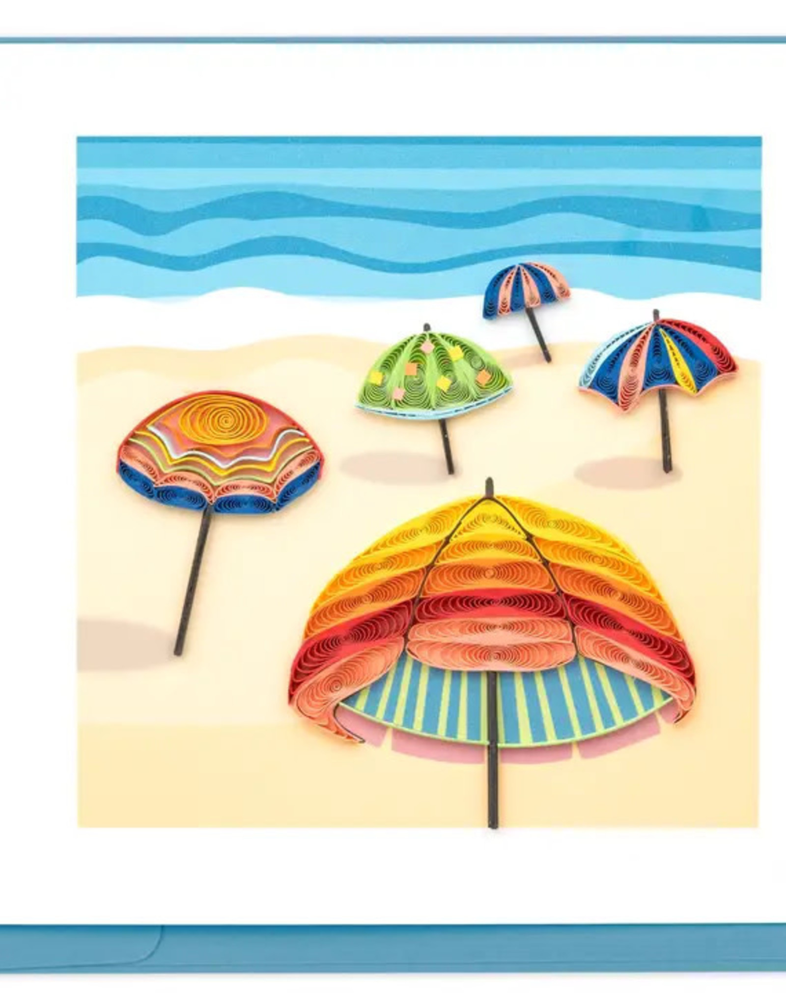 Quilling Card Quilled Colorful Beach Umbrellas Greeting Card