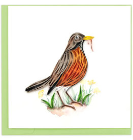 Quilling Card Quilled Robin with Worm Greeting Card