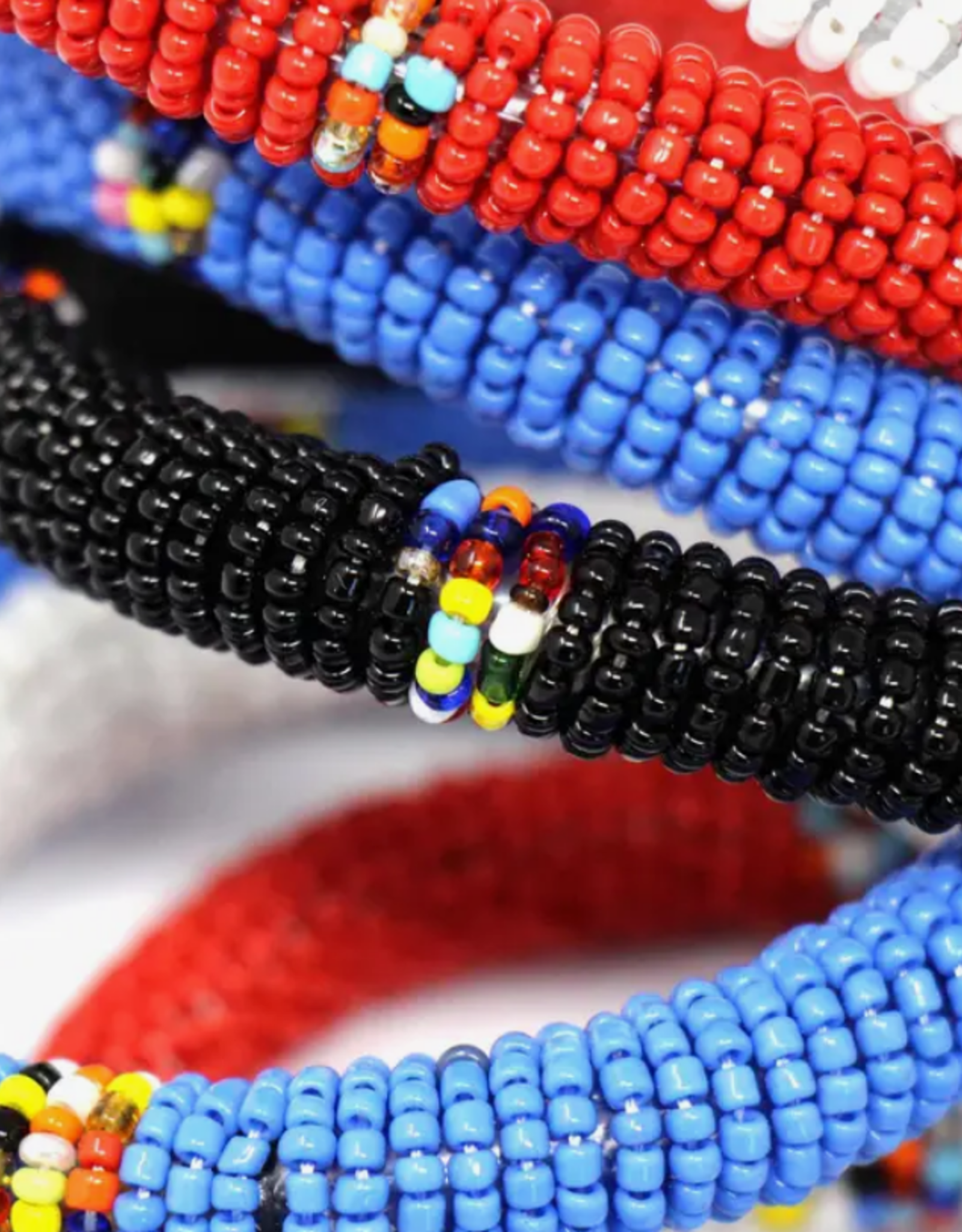 Global Crafts Maasai Bead Roll Bangles - Multicolour