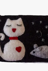 Global Crafts Felted Cat and Mouse Zipper Pouch