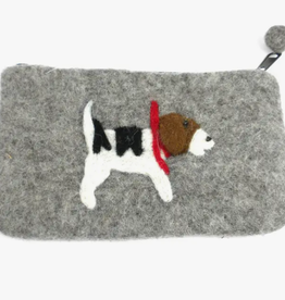 Global Crafts Felted Jack Russell Dog Zipper Pouch