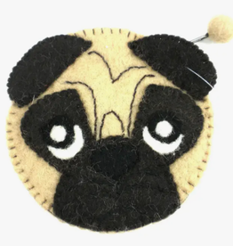 Global Crafts Felted Pug Puppy Zipper Pouch