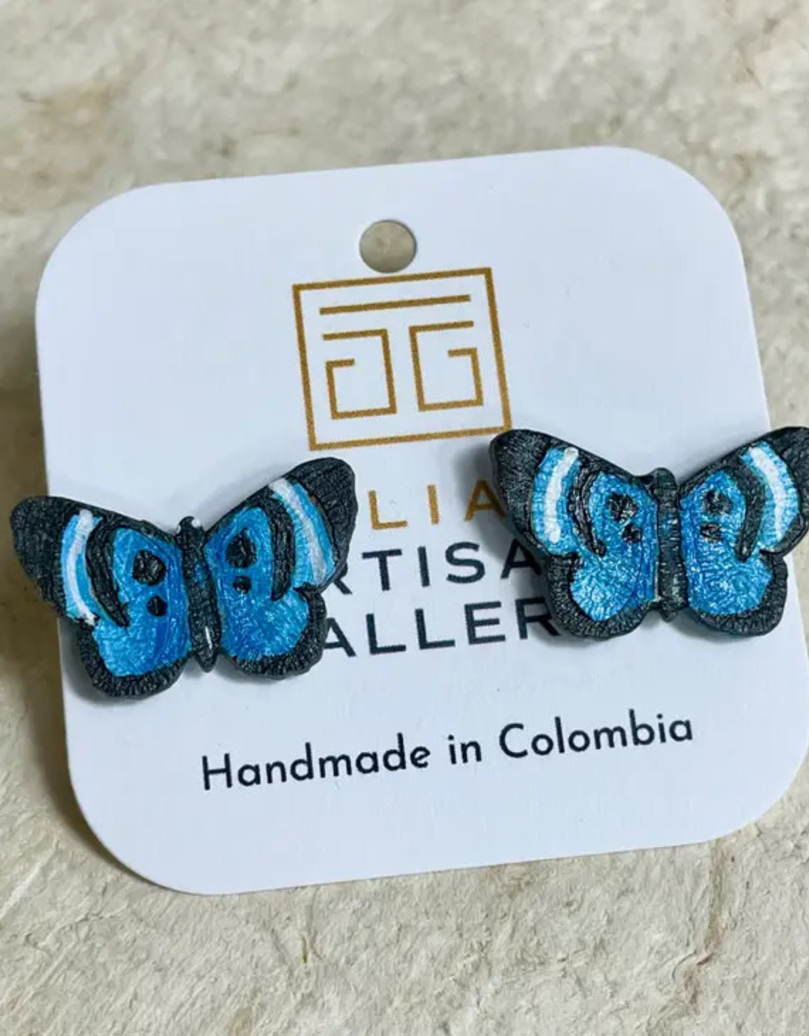 Tulia Artisans Blue Butterfly Earrings (Small)