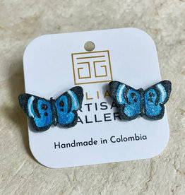 Tulia Artisans Blue Butterfly Earrings (Small)