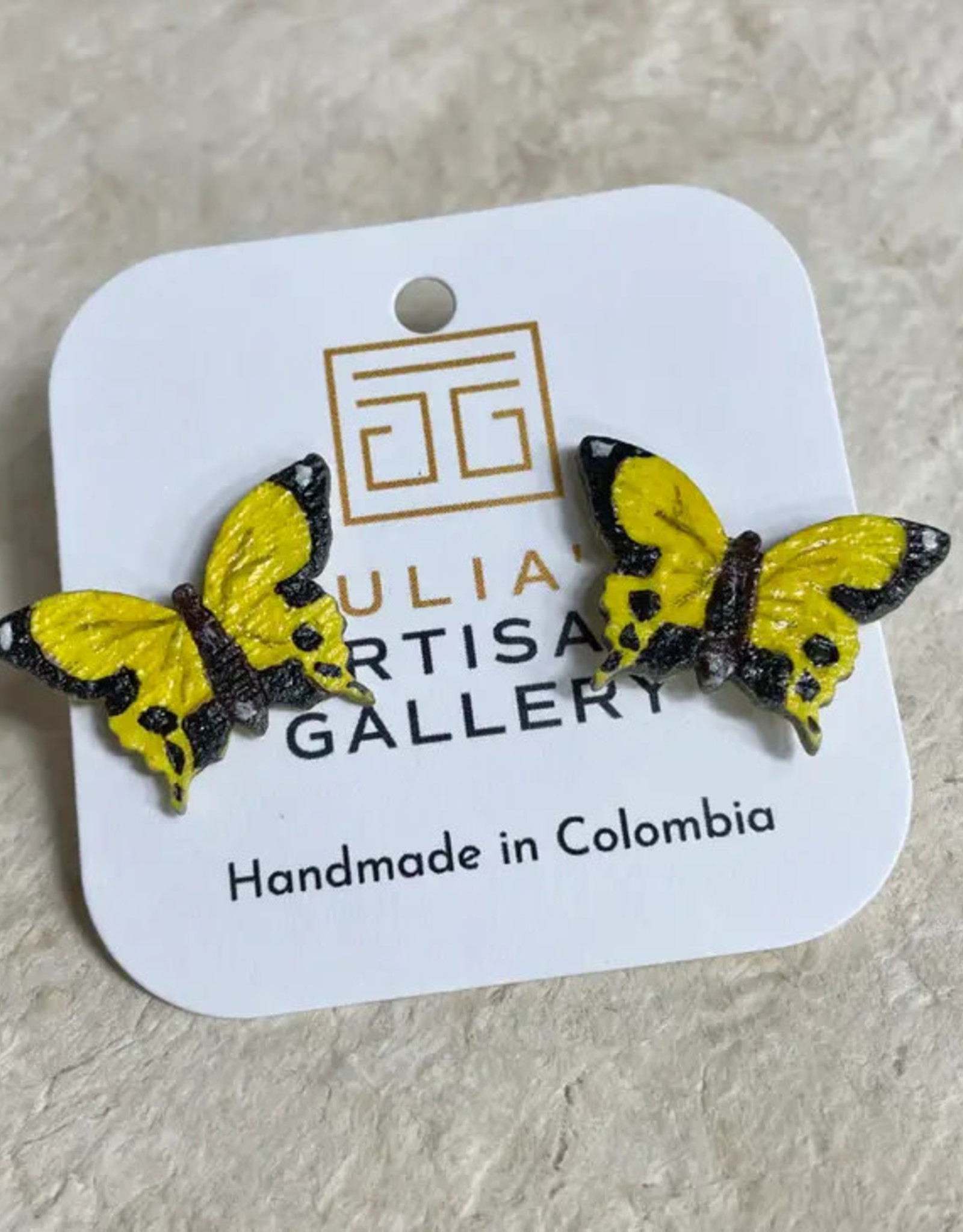 Tulia Artisans Yellow Butterfly Earrings (Small)