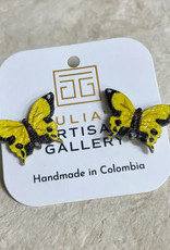 Tulia Artisans Yellow Butterfly Earrings (Small)