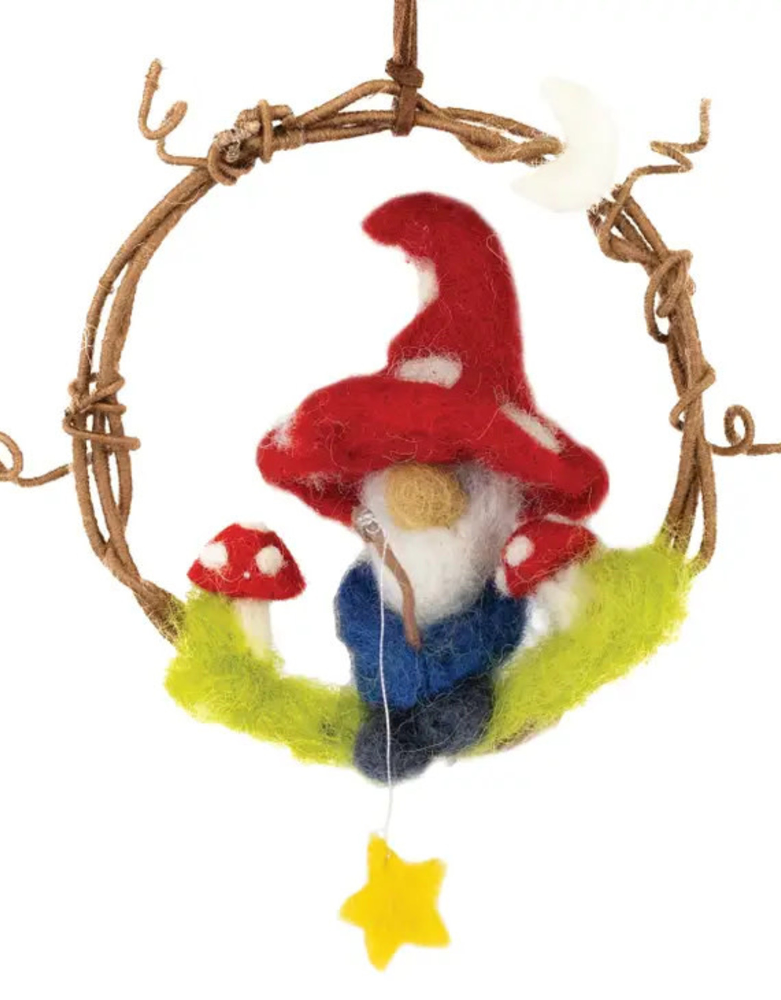 dZi Handmade Fishing Gnome Mini Wreath
