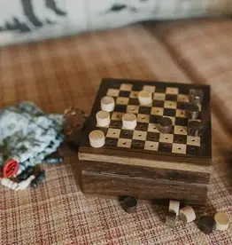 Matr Boomie Wooden Travel Chess and Checkers Game