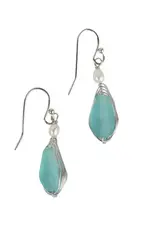 Ten Thousand Villages Aqua Pearl Silver Drop Earrings