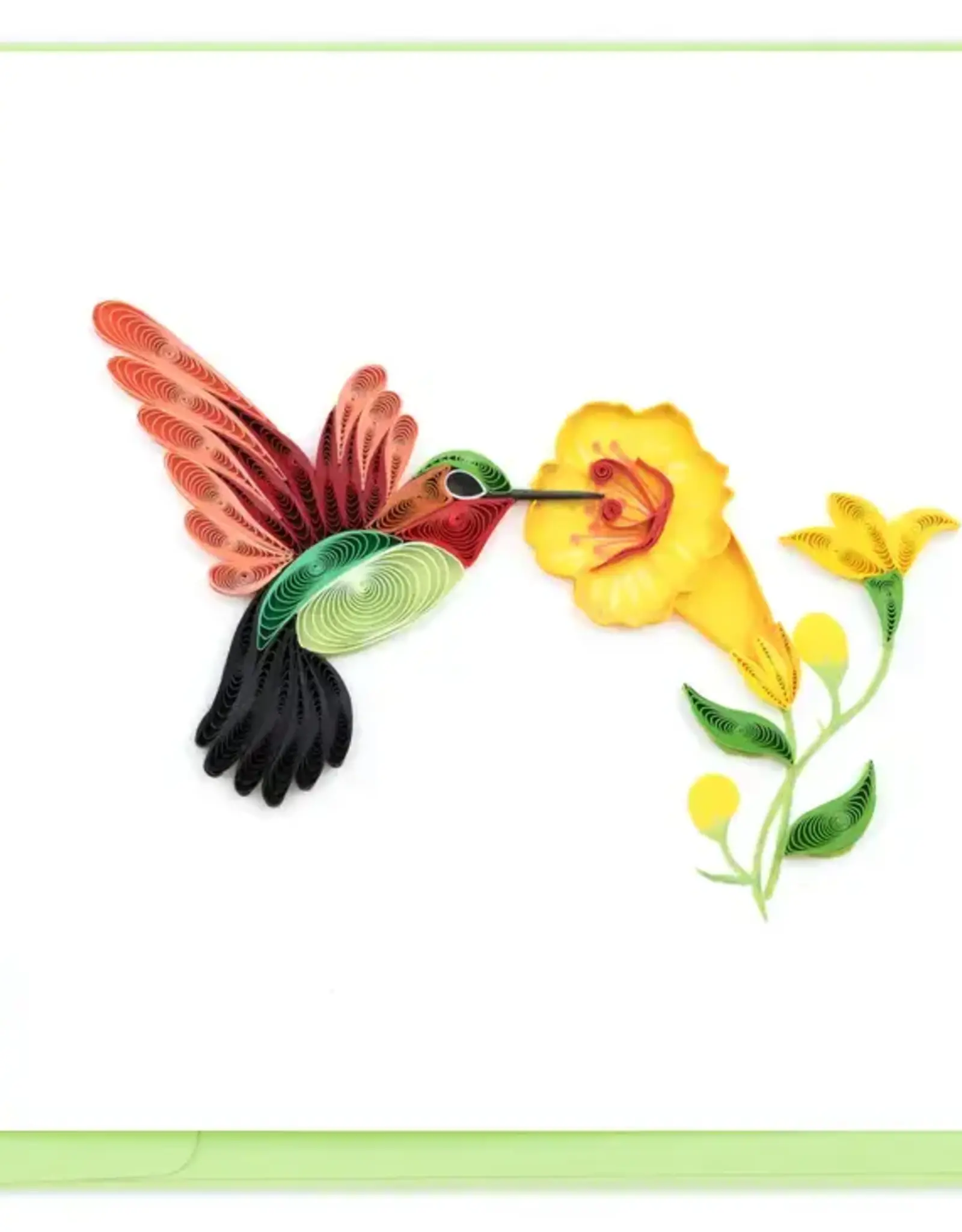 Quilling Card Quilled Hummingbird Yellow Flowers Card