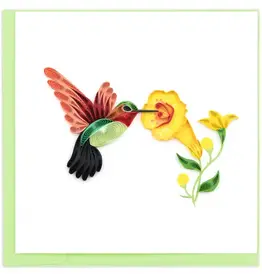 Quilling Card Quilled Hummingbird Yellow Flowers Card