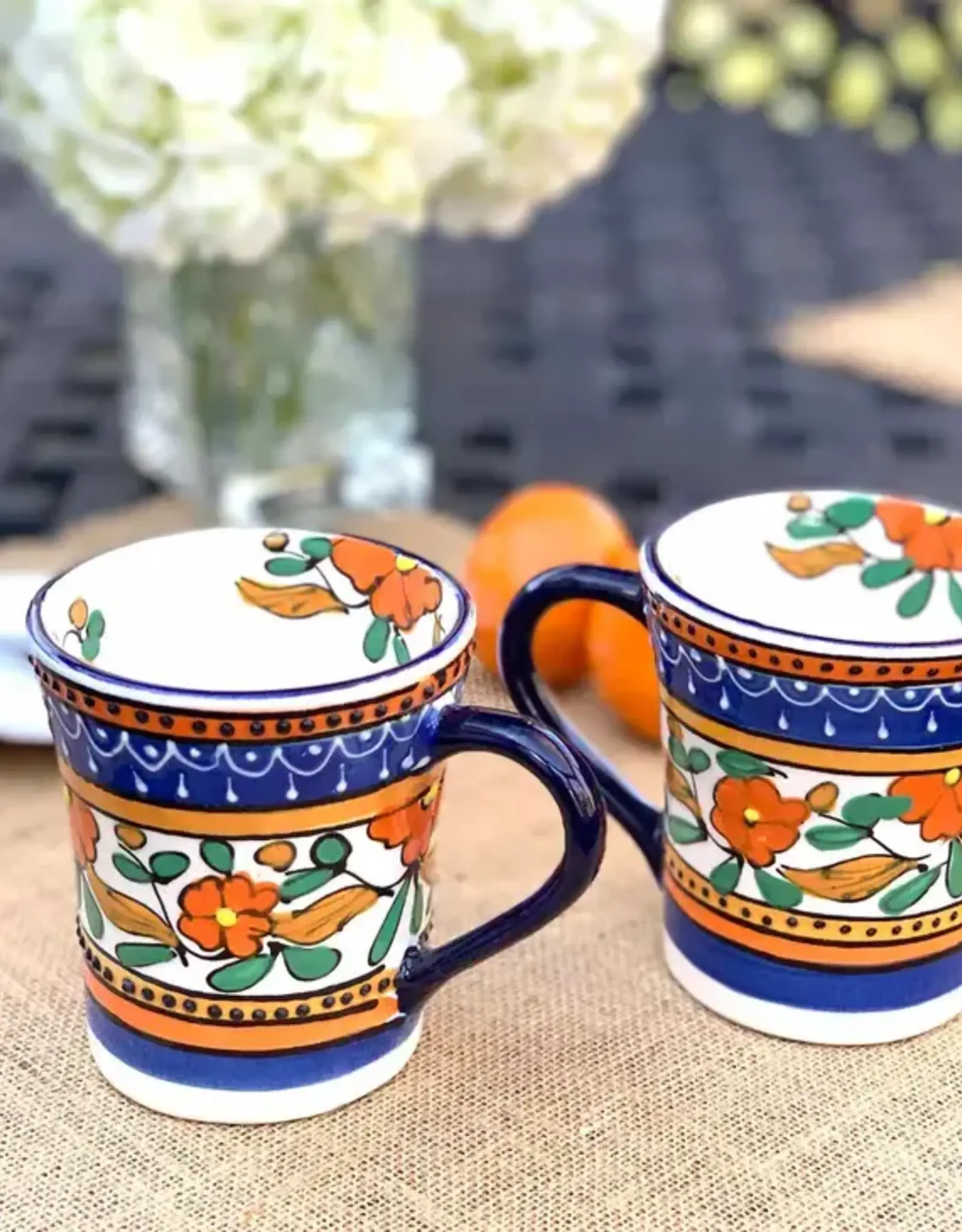 Global Crafts Orange Flower Mug