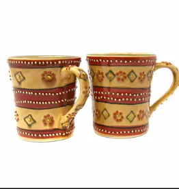 Global Crafts Encantada Flared Coffee Mug - Red Mas Flower