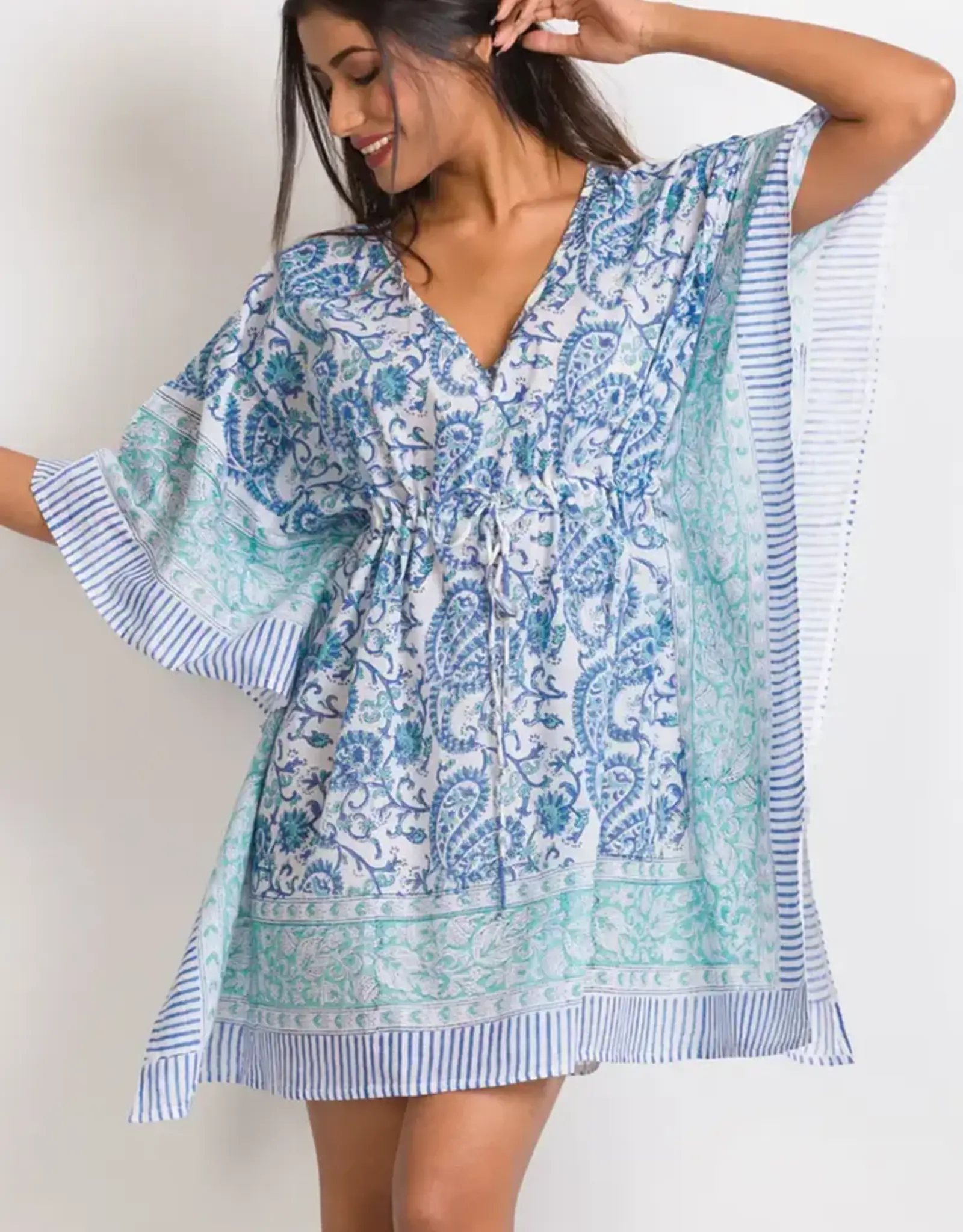 Sevya Handmade Sky Blue and Turquoise Caftans