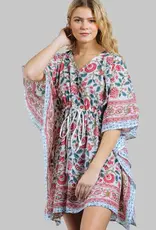 Sevya Handmade Block-Printed Caftans - Coral and Blue
