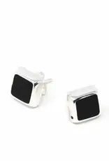 Global Crafts Square Silver Black Earrings