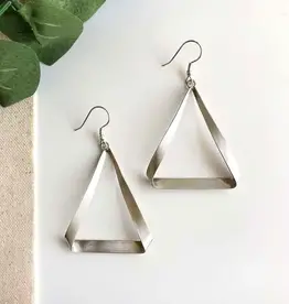 WorldFinds Folded Triangle Hoops (Silver Color)