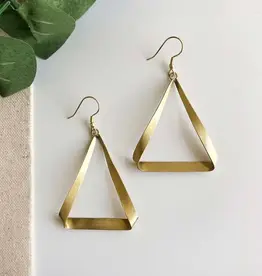WorldFinds Folded Triangle Hoops (Gold Color)