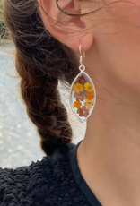 Global Crafts Pressed Flower Ellipse Dangle Earrings