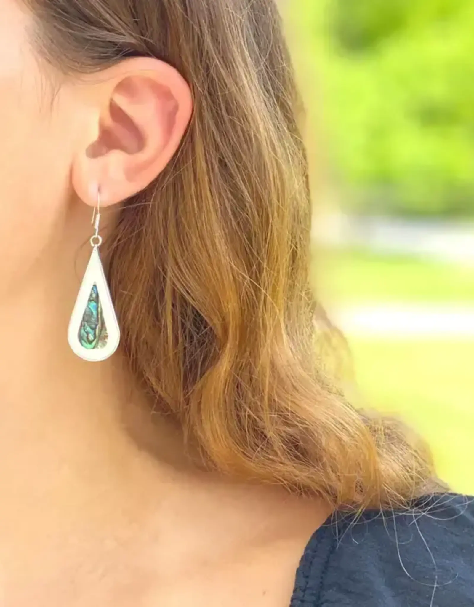 Global Crafts Abalone and Mother of Pearl Teardrop Earrings