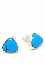Global Crafts Sterling Silver Turquoise Triangle Stud Earrings