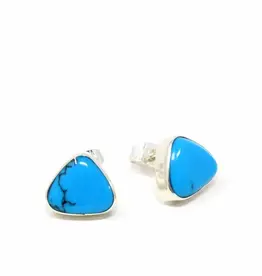 Global Crafts Sterling Silver Turquoise Triangle Stud Earrings