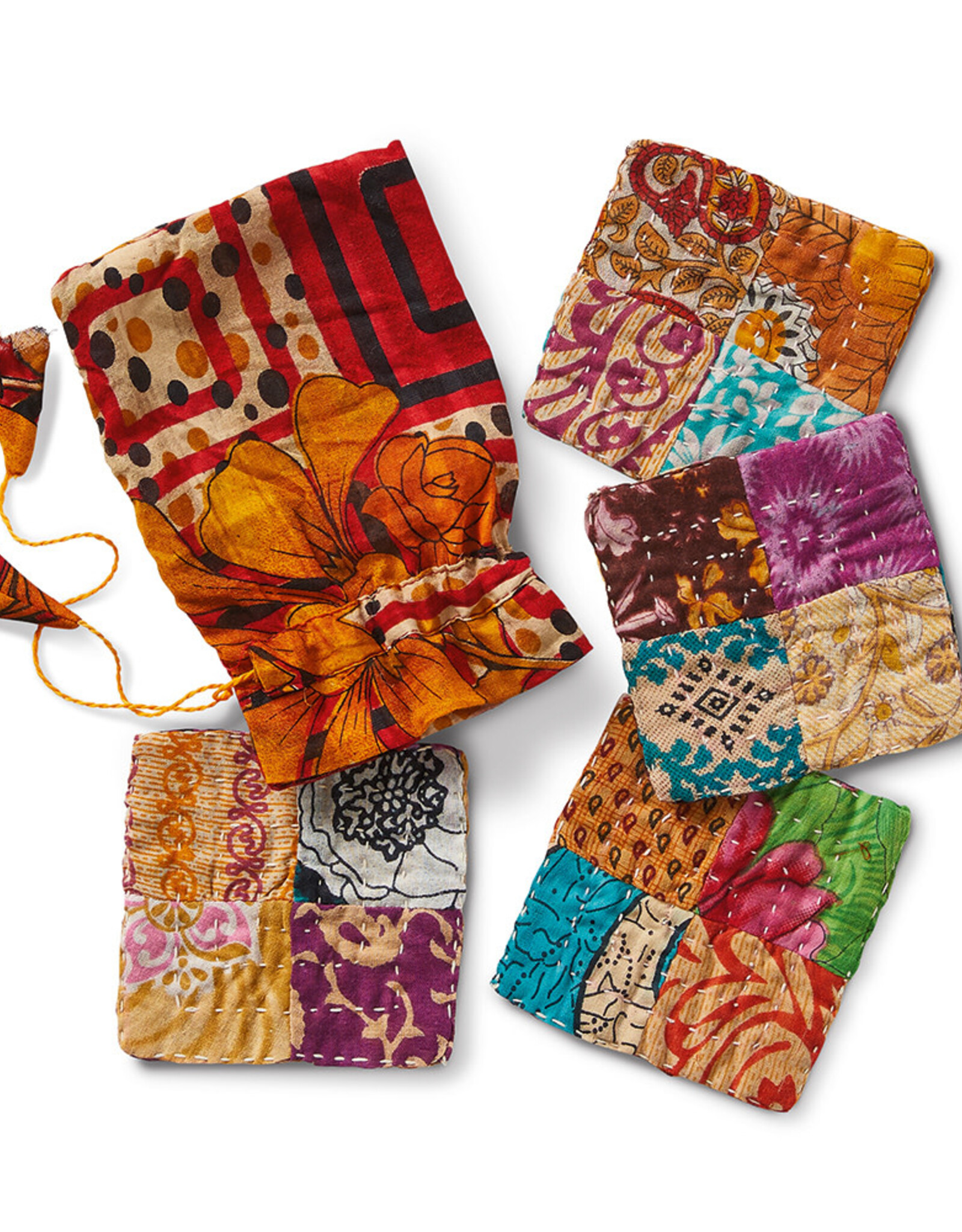 Serrv Patchwork Kantha Coasters - Set of 4