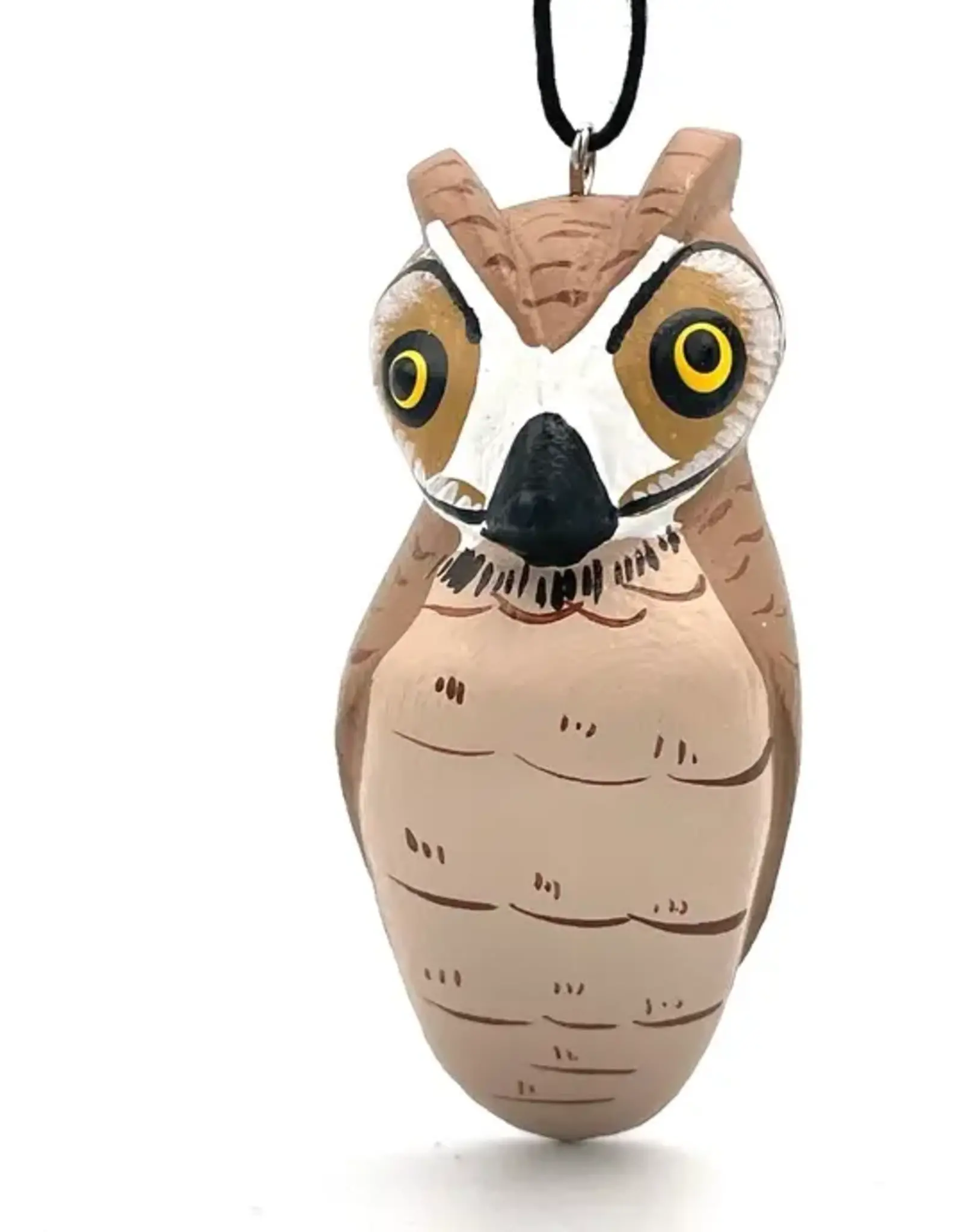Women of the Cloud Forest Mini Great Horned Owl Balsa Ornament