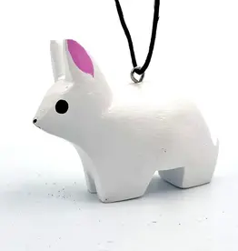 Women of the Cloud Forest Mini White Rabbit Balsa Ornament