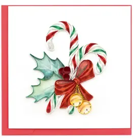 Quilling Card Quilled Candy Canes with Jingle Bells Christmas Card