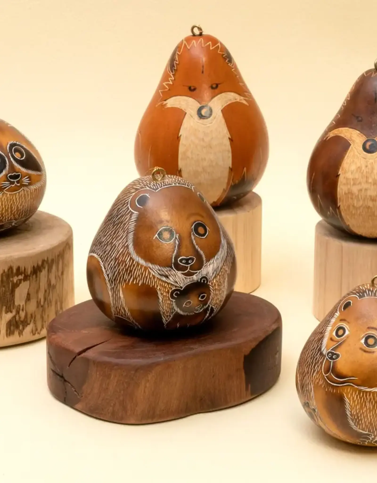 Lucuma Designs Forest Animals Gourd Ornament Assorted