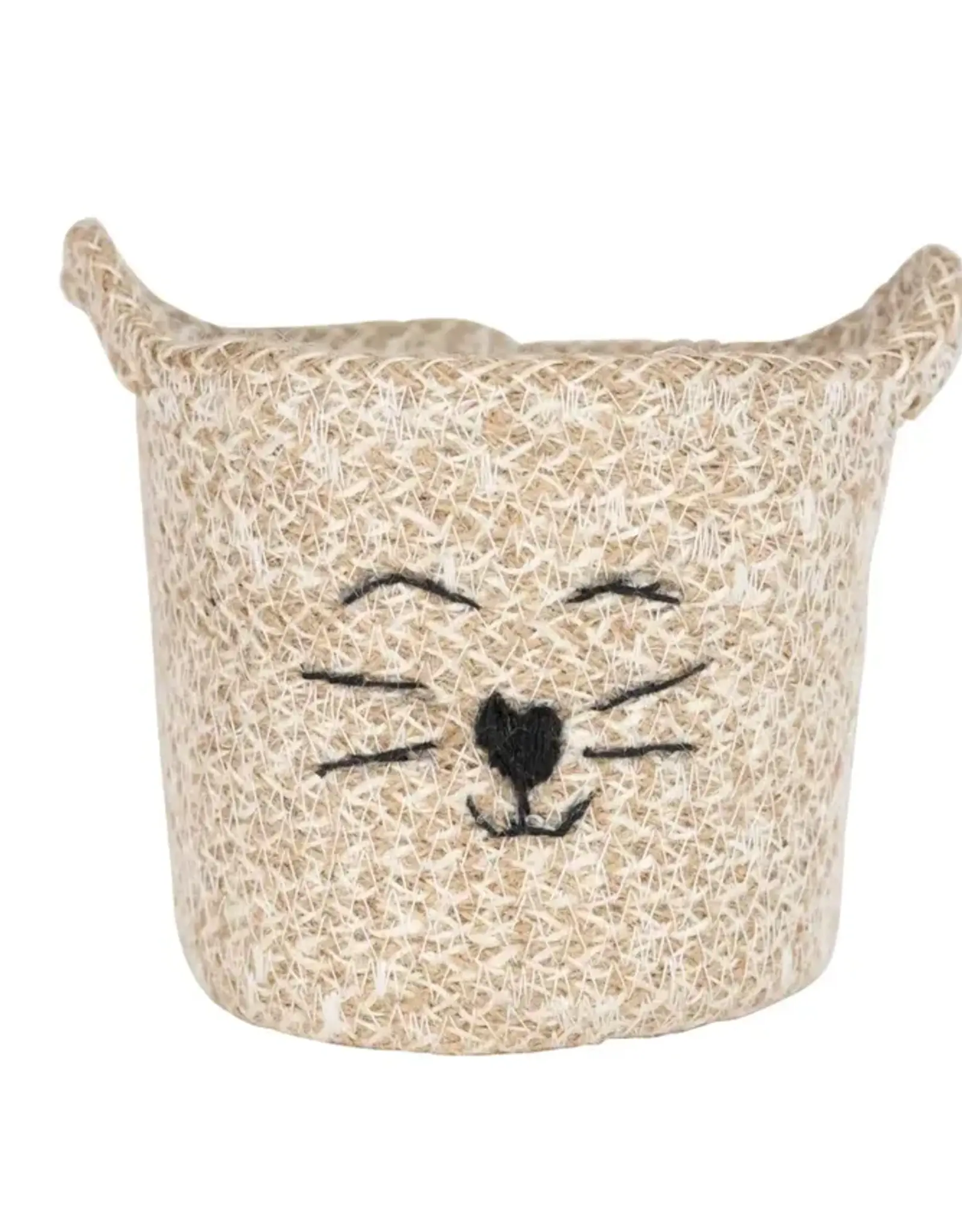 Ten Thousand Villages Cat Face Jute Basket - Small (5.5")