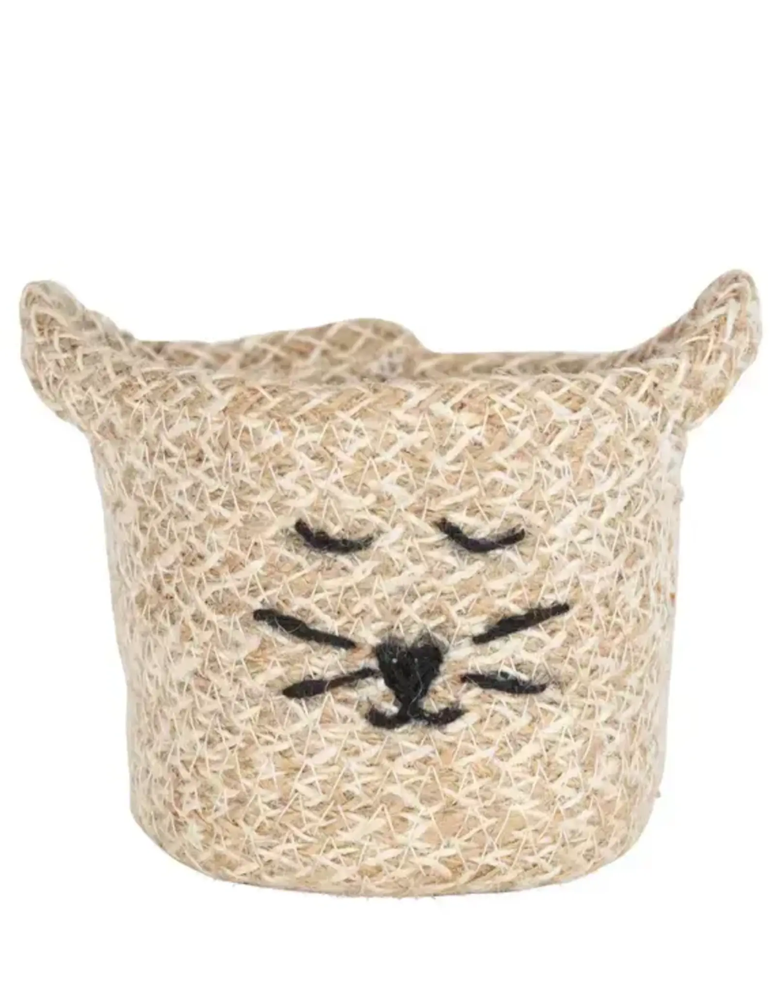 Ten Thousand Villages Cat Face Jute Basket - Mini (4.5")