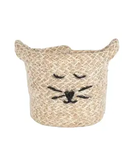 Ten Thousand Villages Cat Face Jute Basket (4.5")