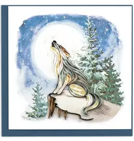 Quilling Card Quilled Howling Wolf Greeting Card