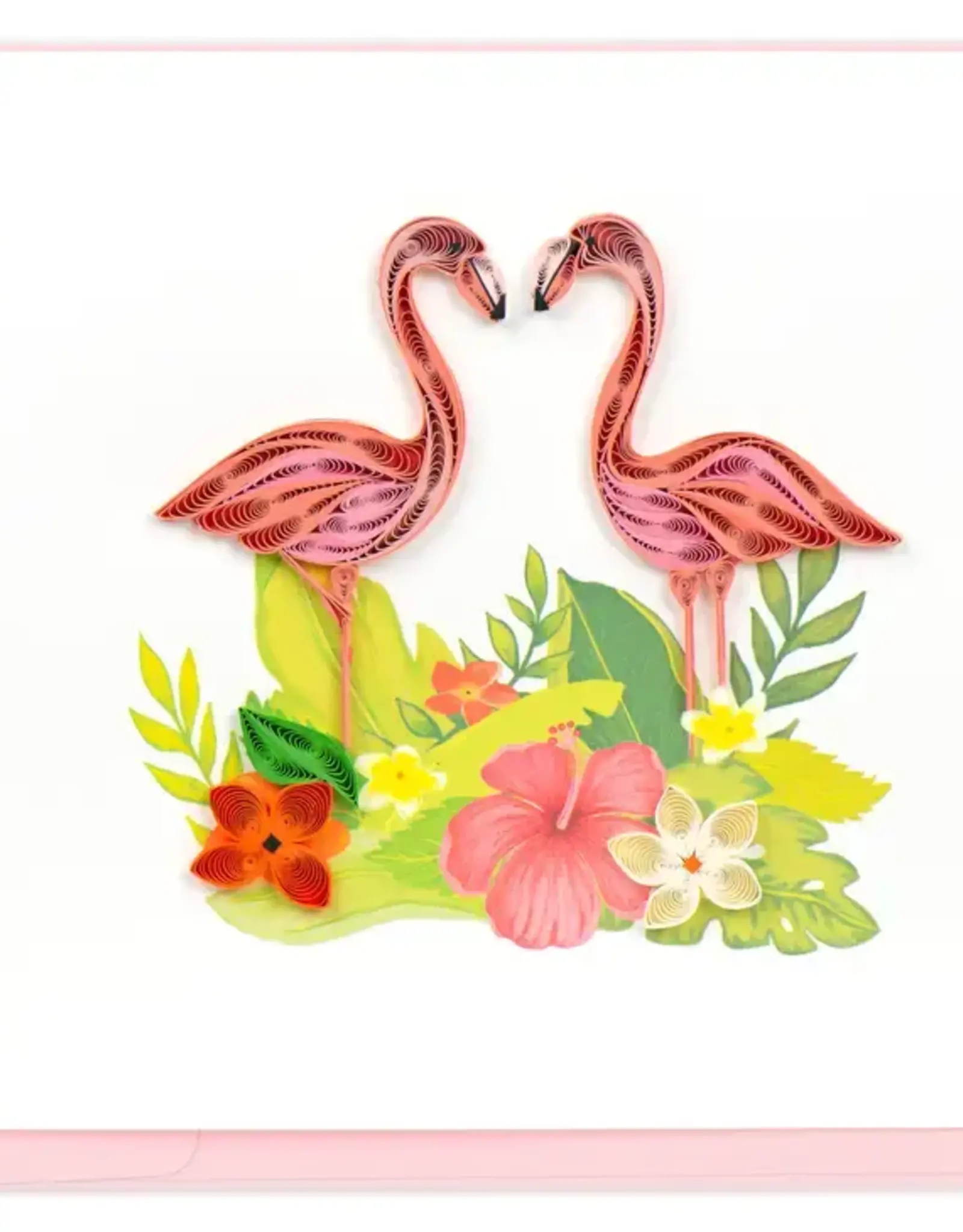 Quilling Card Quilled Tropical Flamingos Greeting Card