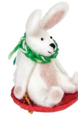 dZi Handmade Rabbit Sledding Ornament