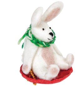 dZi Handmade Rabbit Sledding Ornament