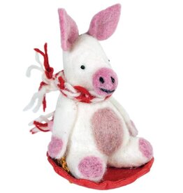 dZi Handmade Sledding Piggy Ornament