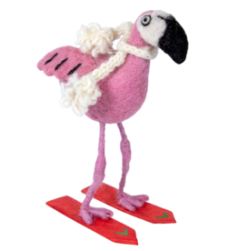 dZi Handmade Skiing Flamingo Ornament