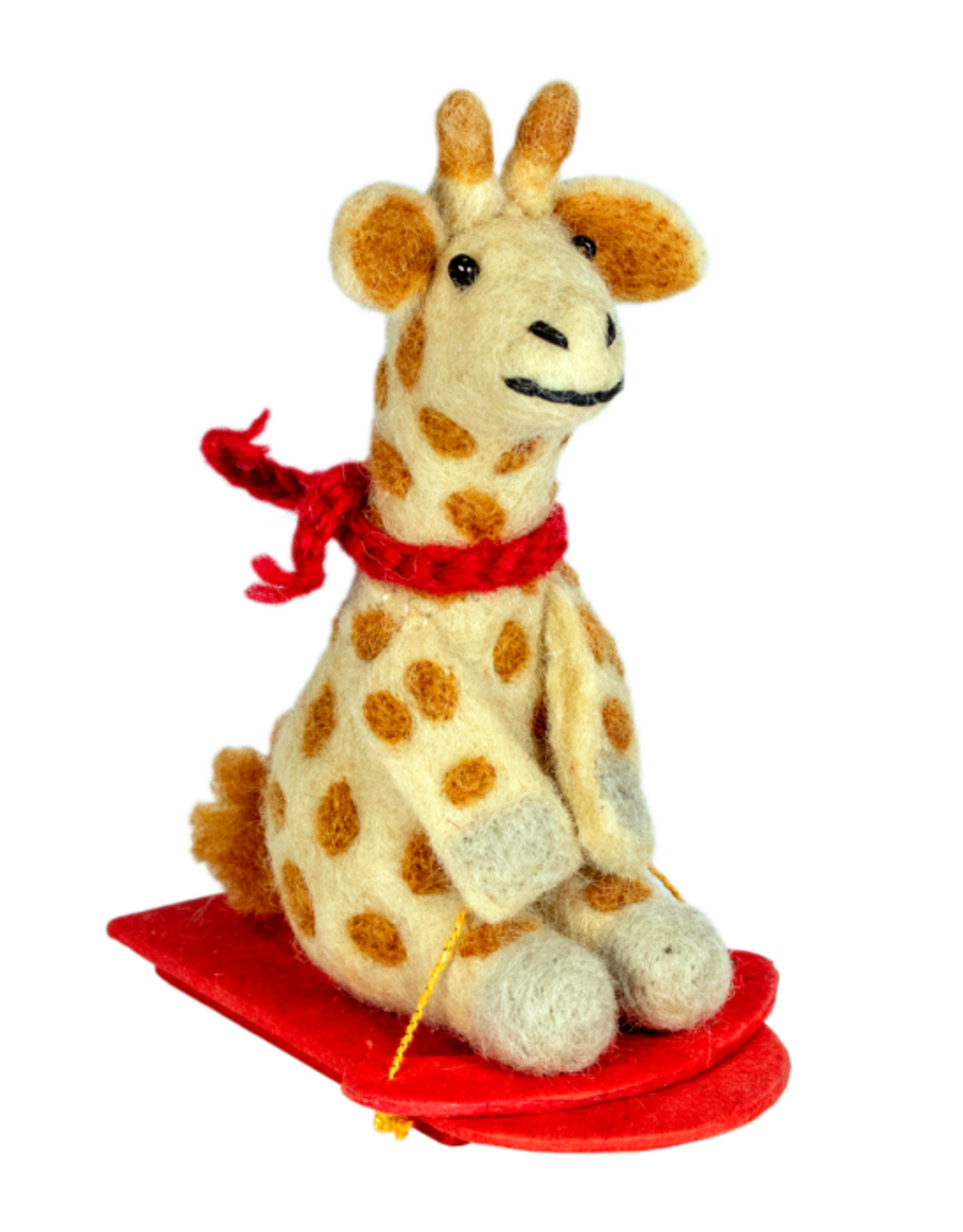 dZi Handmade Sledding Giraffe Ornament