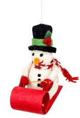 dZi Handmade Sledding Snowman Ornament