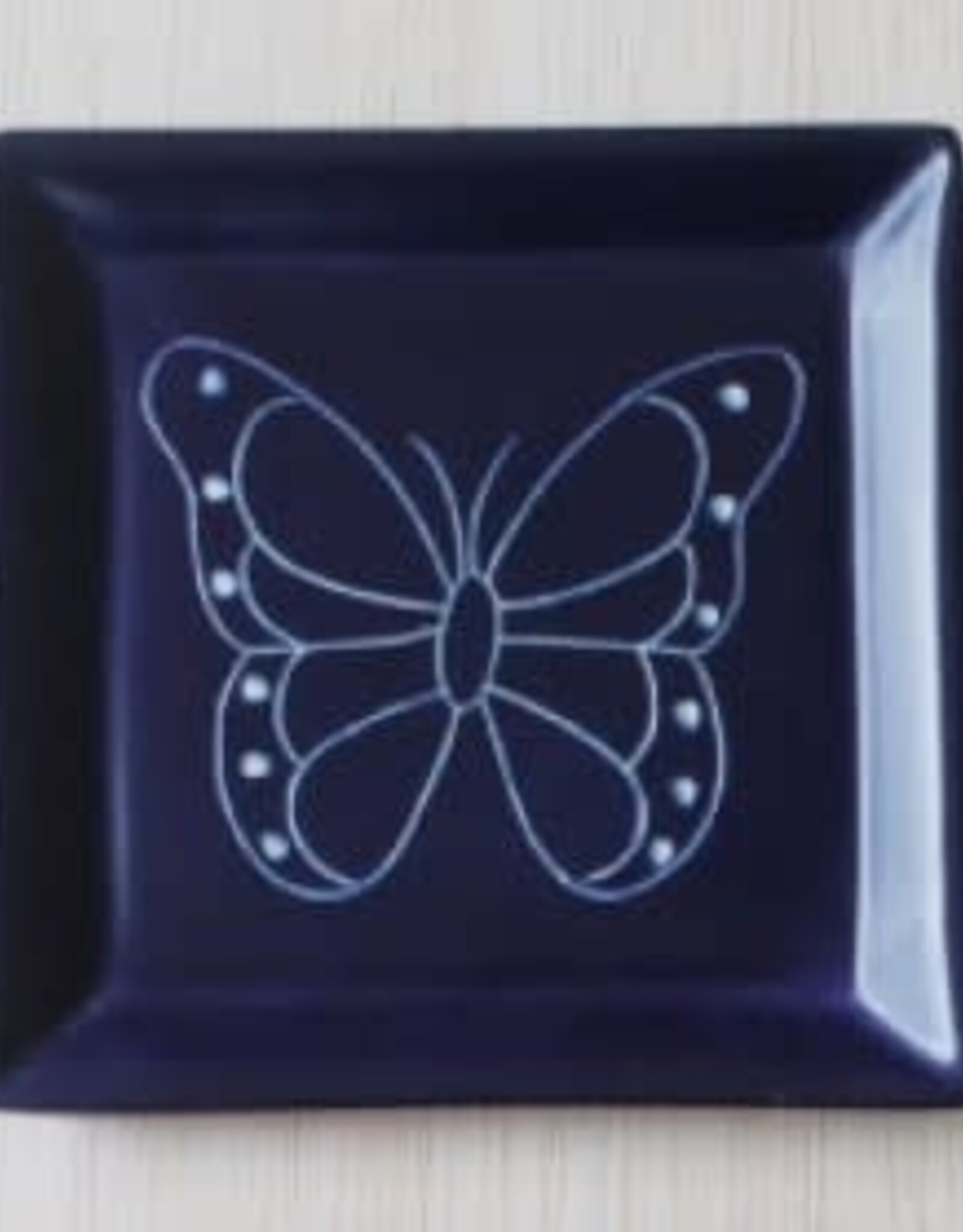 Venture Imports Square Animal Dishes - Purple Butterfly